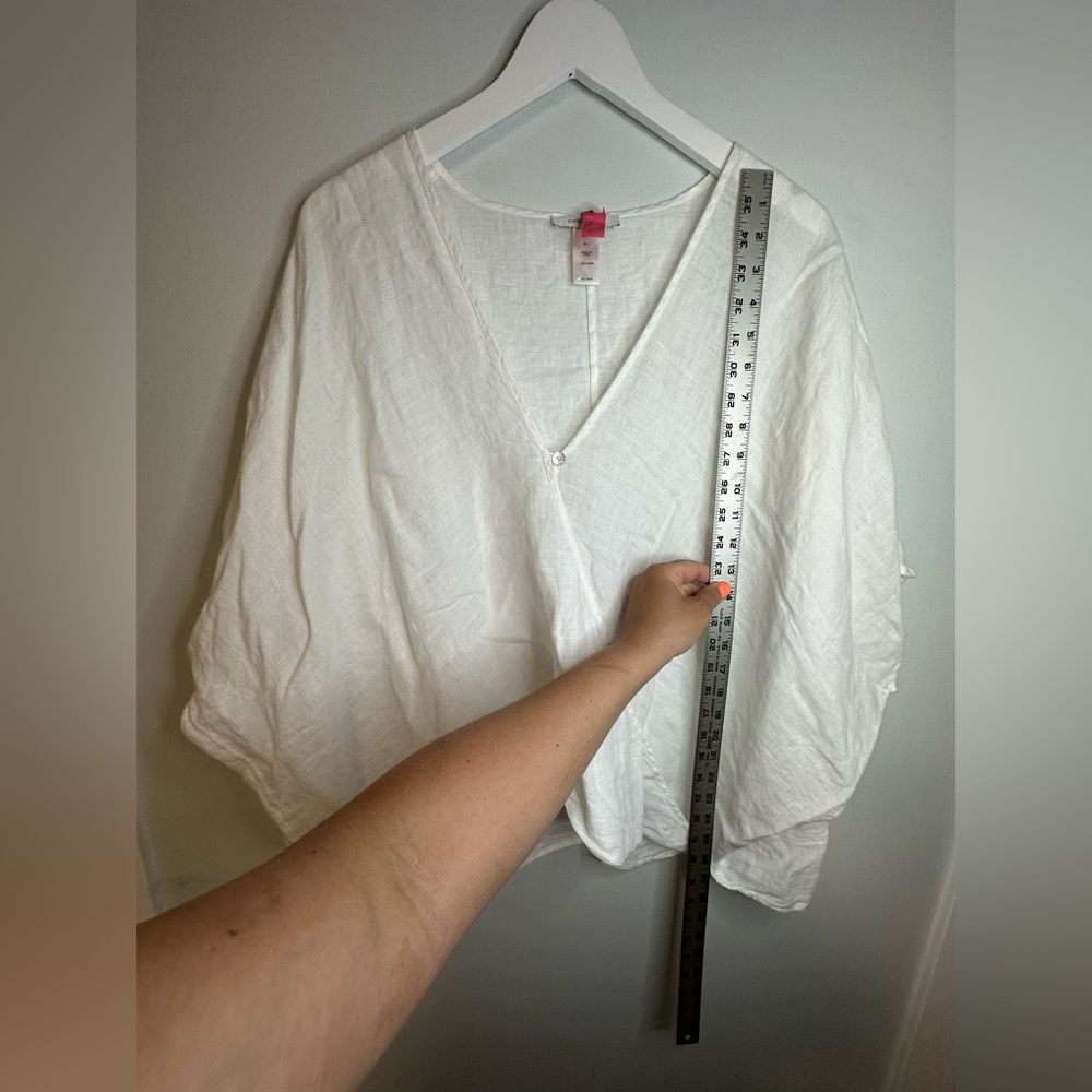 J. Jill  Elements 100% Linen Pullover White Relaxed Fit Lagenlook Top Size S - L - Picture 12 of 13